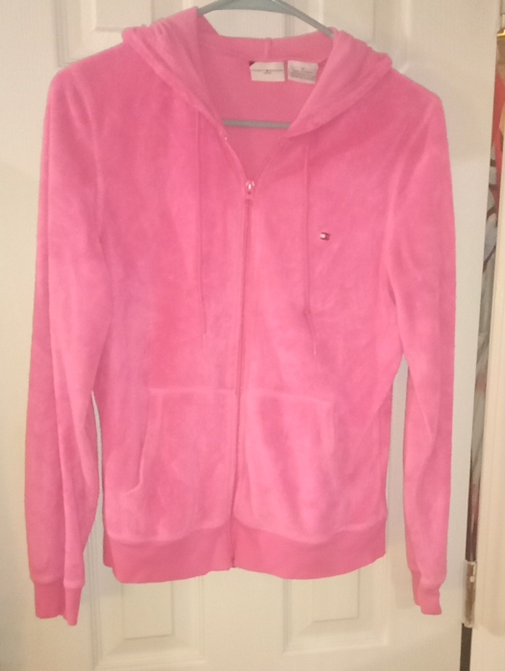 Tommy Hilfiger Swim Bright Pink Brushed Terry Vintage Zip Hoodie